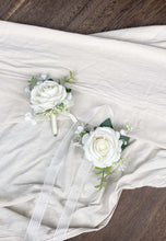 Load image into Gallery viewer, Boutonniere & Wrist Corsage in Natural White