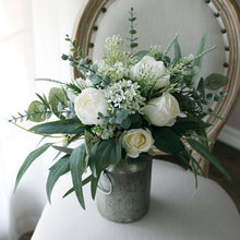 Load image into Gallery viewer, Free-Form Bridal Bouquet in White and Forest Green, Simple & Elegant Wedding Bouquet
