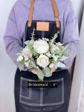 Load image into Gallery viewer, Free-Form Bridesmaid Bouquet in White & Sage, Romantic Wedding Bouquet