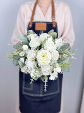 Load image into Gallery viewer, Free-Form Bridal Bouquet in White & Sage, Romantic Wedding Bouquet