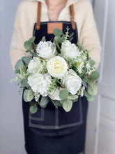 Load image into Gallery viewer, Free-Form Bridal Bouquet in White and Greenery, Wedding Bouquet with Real-touch Flowers