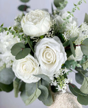 Load image into Gallery viewer, Free-Form Bridal Bouquet in White and Greenery, Wedding Bouquet with Real-touch Flowers