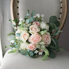 Load image into Gallery viewer, Round Bridal Bouquet in Blush & Peach, Deluxe Silk Wedding Bouquet