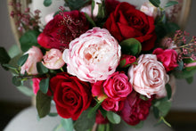 Load image into Gallery viewer, Round Bridal Bouquet in Burgundy & Blush, Deluxe Silk Wedding Bouquet
