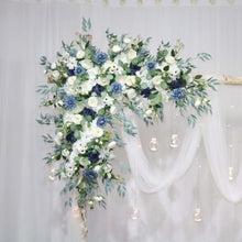 Load image into Gallery viewer, Wedding Arch Flowers in Dusty Blue & Navy, Elegant Ceremony Backdrop Décor