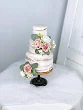 Load image into Gallery viewer, Wedding Cake Topper Flowers in Dusty Pink & White, Set of 2 Floral Party Cake Decoration