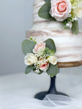 Load image into Gallery viewer, Wedding Cake Topper Flowers in Ivory & Blush, Set of 2 Floral Party Cake Decoration