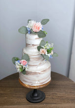 Load image into Gallery viewer, Wedding Cake Topper Flowers in Pink & Blue, Set of 3 Floral Party Cake Decoration