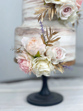 Load image into Gallery viewer, Wedding Cake Topper Flowers in Pink & Gold, Set of 2 Floral Cake Decoration