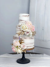 Load image into Gallery viewer, Wedding Cake Topper Flowers in Pink & Gold, Set of 2 Floral Cake Decoration