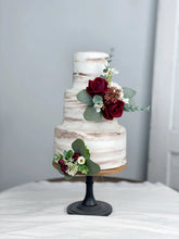 Load image into Gallery viewer, Wedding Cake Topper in Burgundy & White, Set of 2 Floral Party Cake Decoration