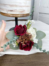 Load image into Gallery viewer, Wedding Cake Topper in Burgundy & White, Set of 2 Floral Party Cake Decoration