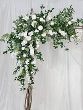 Load image into Gallery viewer, Wedding Arch & Aisle Flowers in White and Forest Green, Rustic Swag Décor