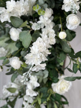 Load image into Gallery viewer, Wedding Arch & Aisle Flowers in White and Forest Green, Rustic Swag Décor