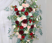 Load image into Gallery viewer, Wedding Arch Flowers in Burgundy & Blush, Stunning Ceremony Backdrop Décor
