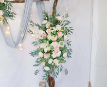 Load image into Gallery viewer, Wedding Arch Flowers in Peach & Blush, Rustic Backdrop Ceremony Décor