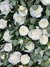 Load image into Gallery viewer, White and Forest Green Wedding Arch Flowers, Rustic Ceremony Décor