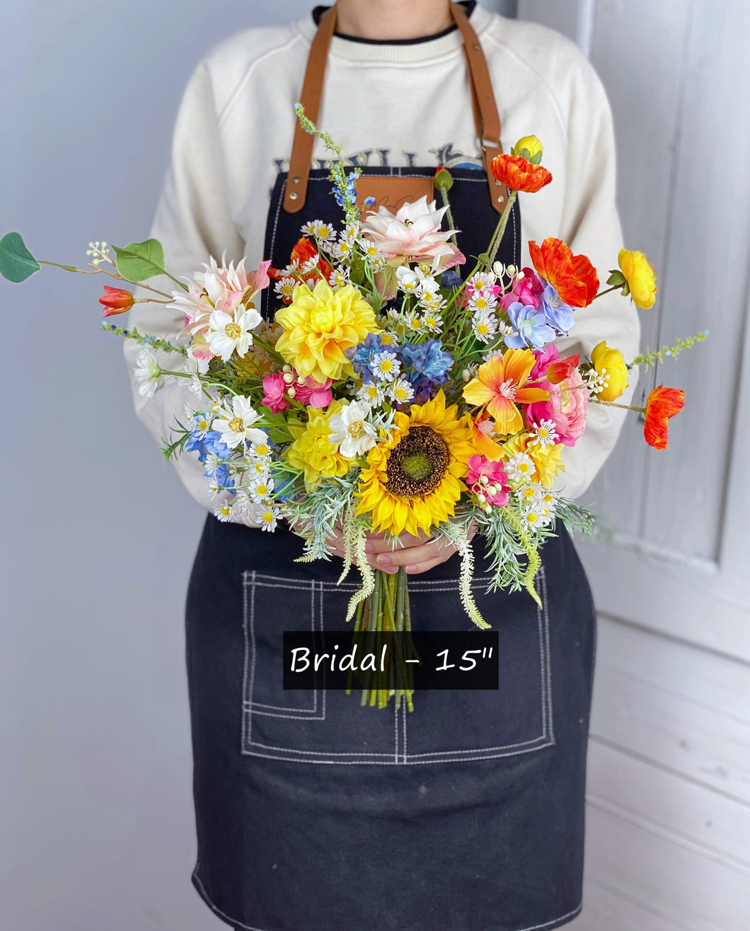 Wildflowers Wedding - Boho Bridal Bouquet,Bridesmaid Bouquet, Made with Artificial Wildflowers, Ranunculus,Sunflowers, Jasmine,Poppy, Dahlia, Daisy