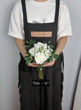 Load image into Gallery viewer, White and Greenery - Boho Bridal Bouquet,Bridesmaid Bouquet, Made with Artificial Rose, Baby&#39;s Breath and Rose Leaves
