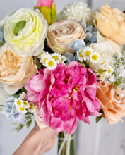 Load image into Gallery viewer, Spring Color - Boho Bridal Bouquet,Bridesmaid Bouquet, Made with Artificial Wildflowers, Ranunculus, Daisy, Austin Rose, Wax Flowers, Baby&#39;s Breath
