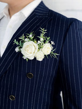 Load image into Gallery viewer, White and Greenery - Boho Bridal Bouquet,Bridesmaid Bouquet, Made with Artificial Rose, Baby&#39;s Breath and Rose Leaves
