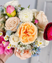 Load image into Gallery viewer, Spring Color - Boho Bridal Bouquet,Bridesmaid Bouquet, Made with Artificial Wildflowers, Ranunculus, Daisy, Austin Rose, Wax Flowers, Baby&#39;s Breath
