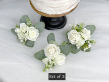 Load image into Gallery viewer, White and Sage Green - Wedding Cake Topper, Floral Cake Decoration, Cake Topper Flowers, Party Cake Decoration
