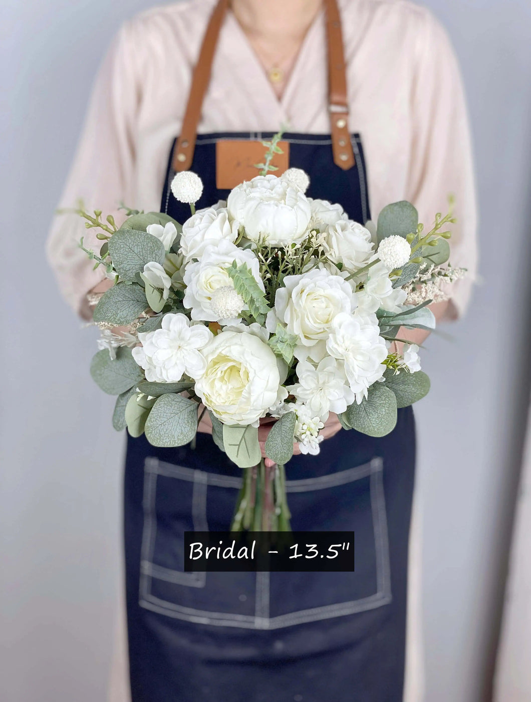 Free-Form Bridal Bouquet in White & Sage, Romantic Wedding Bouquet