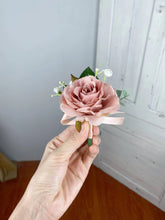 Load image into Gallery viewer, Pin Boutonniere in Dusty Pink &amp; Blush, Deluxe Silk Wedding Flowers
