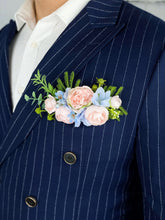 Load image into Gallery viewer, Pocket Boutonniere in Blue &amp; Blush
