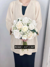 Load image into Gallery viewer, Rose &amp; Baby&#39;s Breath - Round Bridal Bouquet in White &amp; Ivory, Rustic Wedding Flower
