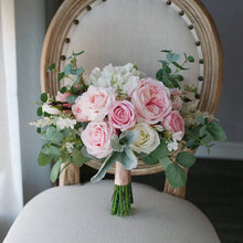 Load image into Gallery viewer, Round Bridal Bouquet in Blush &amp; White, Classic Austin Roses Wedding Bouquet
