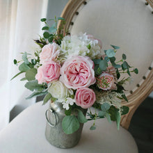 Load image into Gallery viewer, Round Bridal Bouquet in Blush &amp; White, Classic Austin Roses Wedding Bouquet
