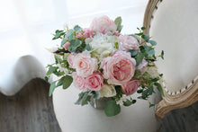 Load image into Gallery viewer, Round Bridal Bouquet in Blush &amp; White, Classic Austin Roses Wedding Bouquet
