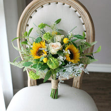 Load image into Gallery viewer, Sunflower Free-Form Bridal Bouquet, Rustic Wedding Bouquet with Wildflowers
