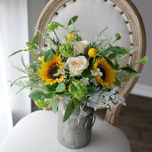 Load image into Gallery viewer, Sunflower Free-Form Bridal Bouquet, Rustic Wedding Bouquet with Wildflowers
