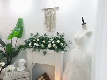 Load image into Gallery viewer, Wedding Arch Central Garland in White and Forest Green | Timeless Wedding Backdrop
