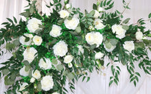 Load image into Gallery viewer, Wedding Arch Flowers &amp; Table Runner in White and Forest Green Rose
