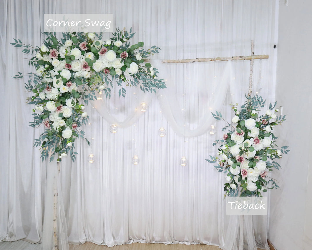Wedding Arch Flowers in Dusty Pink & White , Elegant Outdoor Ceremony Décor
