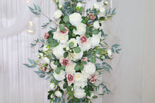 Load image into Gallery viewer, Wedding Arch Flowers in Dusty Pink &amp; White , Elegant Outdoor Ceremony Décor
