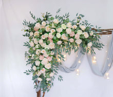 Load image into Gallery viewer, Wedding Arch Flowers in Peach &amp; Blush,  Rustic Backdrop Ceremony Décor
