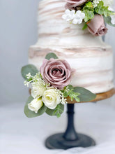 Load image into Gallery viewer, Wedding Cake Topper Flowers in Mauve &amp; White, Set of 2 Floral Party Cake Decoration
