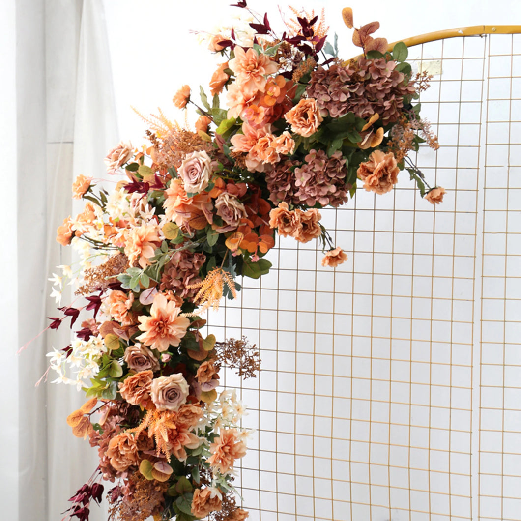 Wedding Garland Flowers in Terracotta & Rust Orange, Fall Ceremony Backdrop Décor