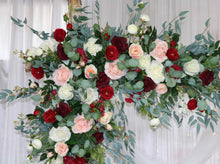 Load image into Gallery viewer, Wedding Arch Flowers in Burgundy &amp; Blush,  Stunning Ceremony Backdrop Décor
