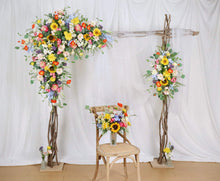 Load image into Gallery viewer, Wildflower Wedding Arch Flowers with Sunflowers &amp; Jasmine | Corner Swag Decor
