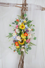 Load image into Gallery viewer, Wildflower Wedding Arch Flowers with Sunflowers &amp; Jasmine, Tieback Decor
