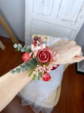 Load image into Gallery viewer, Wrist Corsage in Burgundy, Mauve &amp; Dusty Pink
