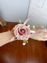 Load image into Gallery viewer, Wrist Corsage in Dusty Pink &amp; Blush, Deluxe Silk Wedding Flowers
