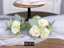 Load image into Gallery viewer, White and Sage Green - Wedding Cake Topper, Floral Cake Decoration, Cake Topper Flowers, Party Cake Decoration
