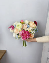 Load image into Gallery viewer, Spring Color - Boho Bridal Bouquet,Bridesmaid Bouquet, Made with Artificial Wildflowers, Ranunculus, Daisy, Austin Rose, Wax Flowers, Baby&#39;s Breath
